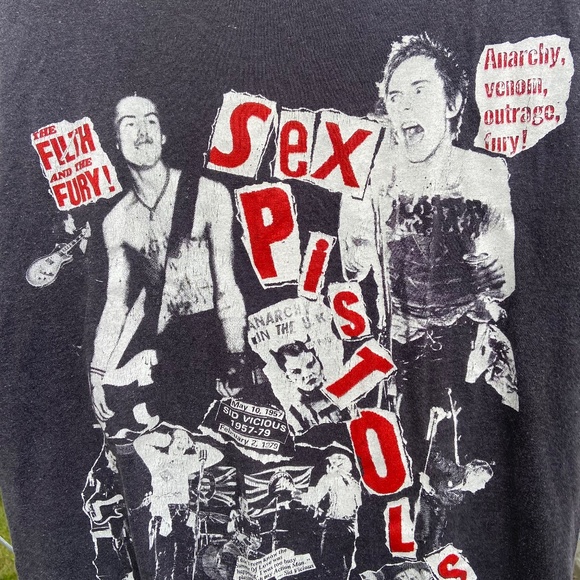 Vintage 80s Sex Pistols T-Shirt Mens Medium Sleeveless Distressed Music Band Tee - Picture 6 of 11
